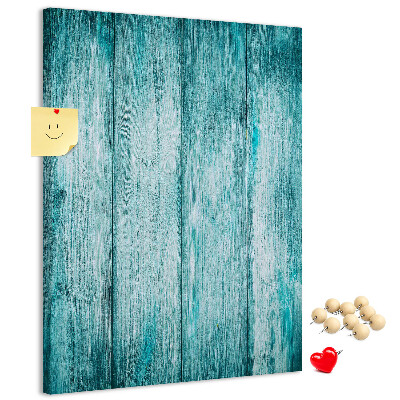 Pinnwand mit Motiv aus sonnenblauen Holzplanken