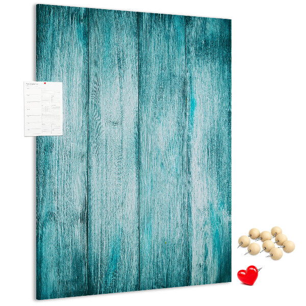 Pinnwand mit Motiv aus sonnenblauen Holzplanken