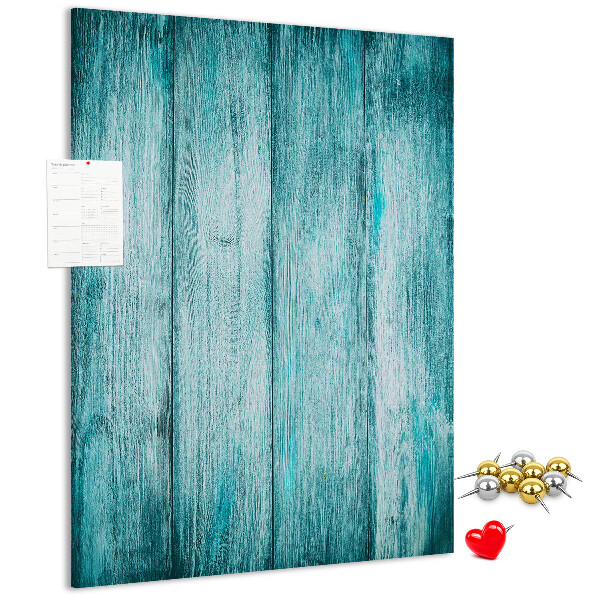 Pinnwand mit Motiv aus sonnenblauen Holzplanken