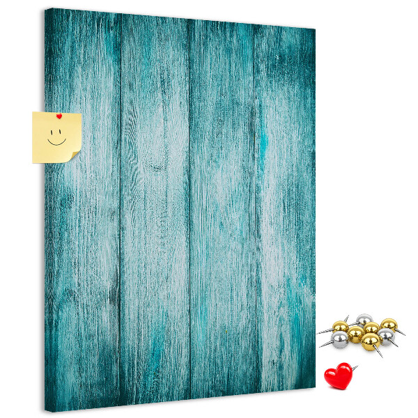Pinnwand mit Motiv aus sonnenblauen Holzplanken
