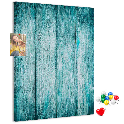 Pinnwand mit Motiv aus sonnenblauen Holzplanken