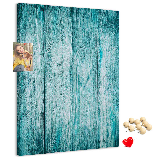 Pinnwand mit Motiv aus sonnenblauen Holzplanken