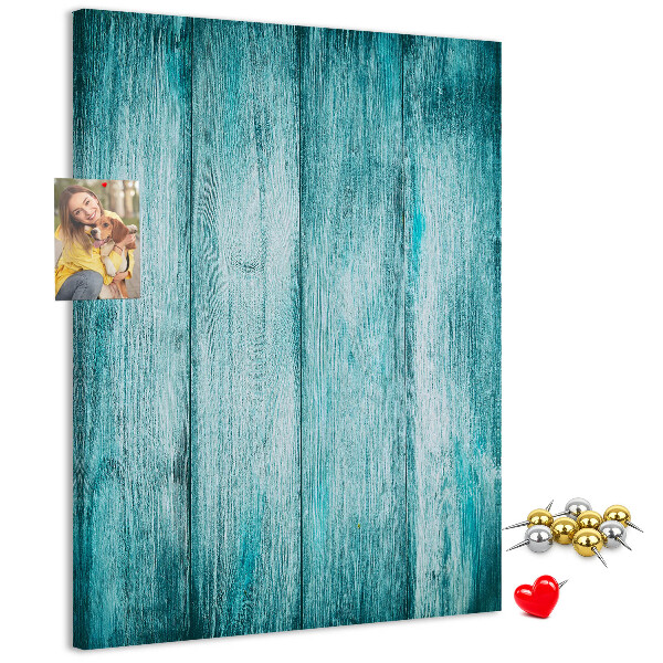 Pinnwand mit Motiv aus sonnenblauen Holzplanken