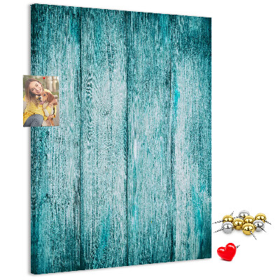 Pinnwand mit Motiv aus sonnenblauen Holzplanken