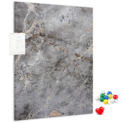 Pinnwand in grauem Marmor-Design mit feinen Adern