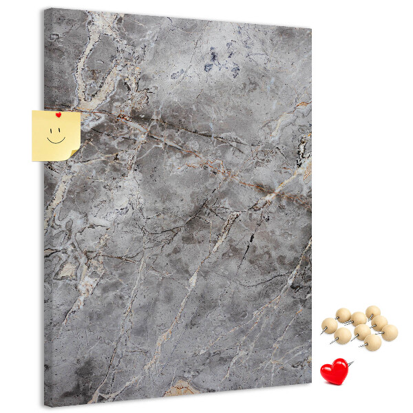 Pinnwand in grauem Marmor-Design mit feinen Adern