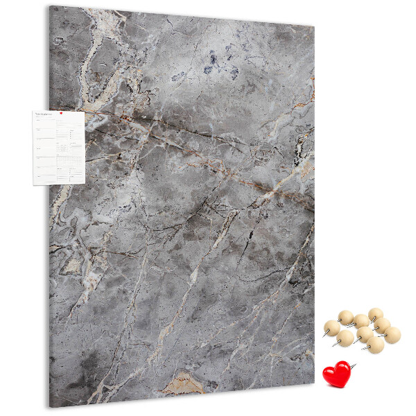 Pinnwand in grauem Marmor-Design mit feinen Adern