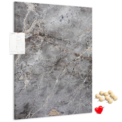 Pinnwand in grauem Marmor-Design mit feinen Adern