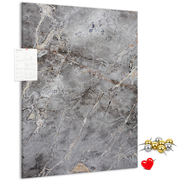 Pinnwand in grauem Marmor-Design mit feinen Adern