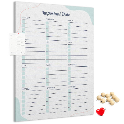 Kork-Pinnwand Monatsplaner mit farbigen Akzenten
