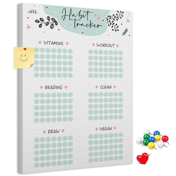 Bedruckte Korkplatte für minimalistisches Gewohnheitstracking