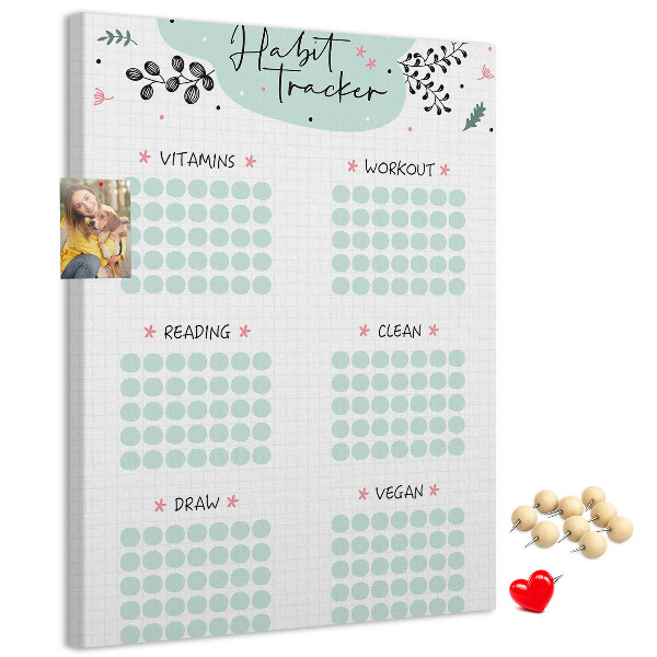 Bedruckte Korkplatte für minimalistisches Gewohnheitstracking