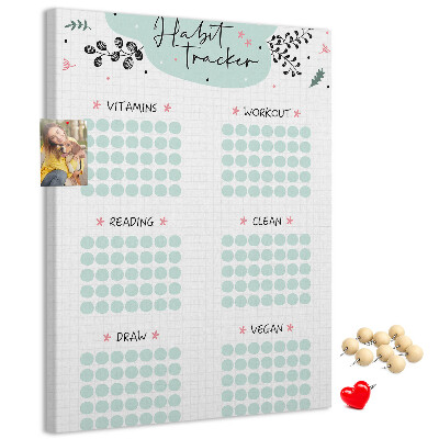 Bedruckte Korkplatte für minimalistisches Gewohnheitstracking