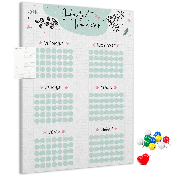 Bedruckte Korkplatte für minimalistisches Gewohnheitstracking