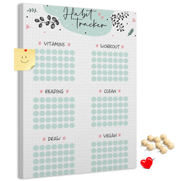 Bedruckte Korkplatte für minimalistisches Gewohnheitstracking