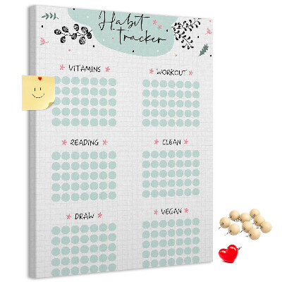 Bedruckte Korkplatte für minimalistisches Gewohnheitstracking