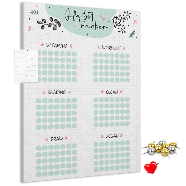 Bedruckte Korkplatte für minimalistisches Gewohnheitstracking