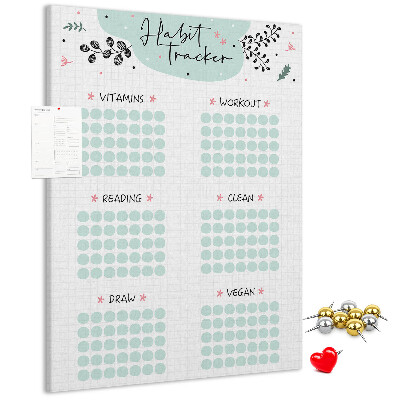 Bedruckte Korkplatte für minimalistisches Gewohnheitstracking