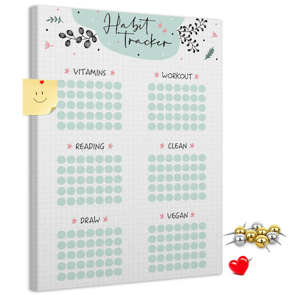Bedruckte Korkplatte für minimalistisches Gewohnheitstracking
