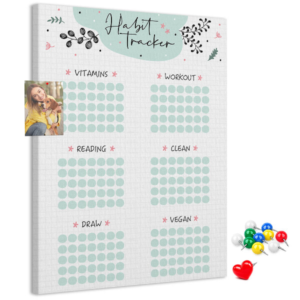 Bedruckte Korkplatte für minimalistisches Gewohnheitstracking