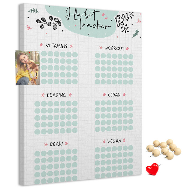 Bedruckte Korkplatte für minimalistisches Gewohnheitstracking