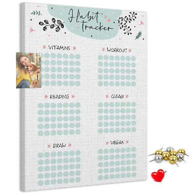 Bedruckte Korkplatte für minimalistisches Gewohnheitstracking