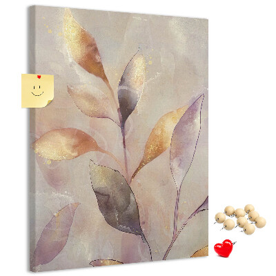 Pinnwand mit Motiv zarte Blätter in Pastelltönen