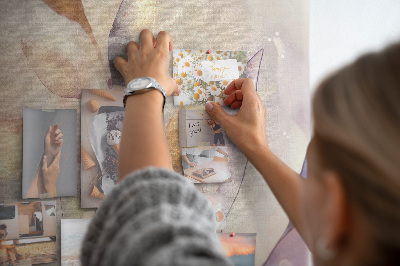 Pinnwand mit Motiv zarte Blätter in Pastelltönen