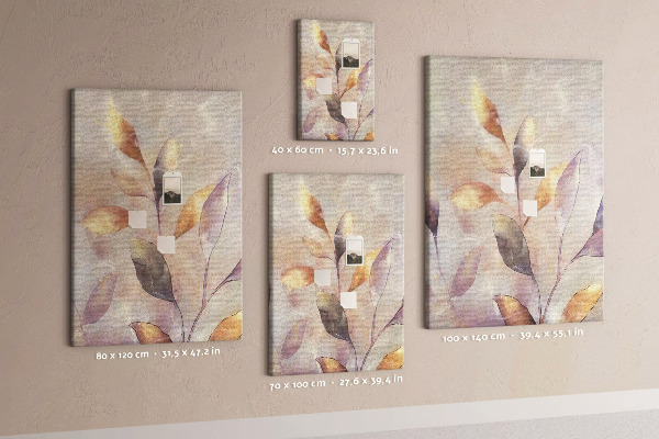 Pinnwand mit Motiv zarte Blätter in Pastelltönen
