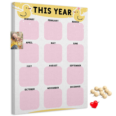 Pinnwand mit fröhlichem Vogelmotiv als Kalender