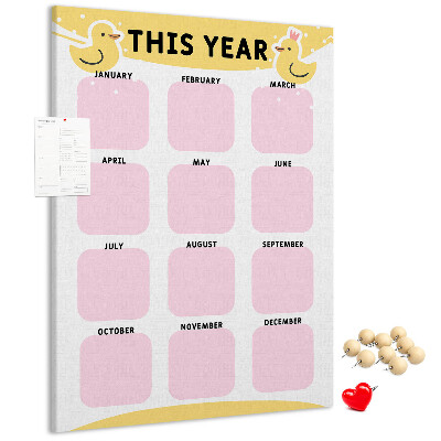 Pinnwand mit fröhlichem Vogelmotiv als Kalender