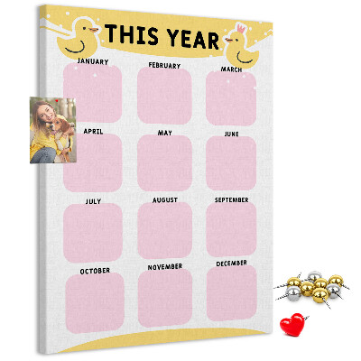 Pinnwand mit fröhlichem Vogelmotiv als Kalender