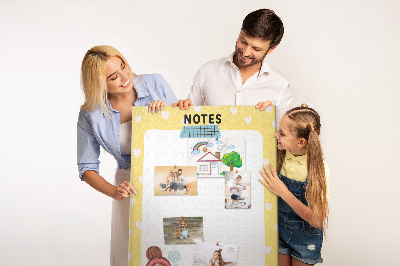 Kork-Pinnwand Notizbuch mit Herzen und einer Tasse