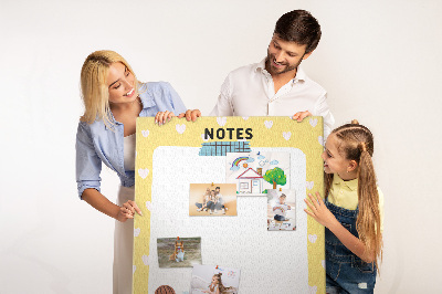 Kork-Pinnwand Notizbuch mit Herzen und einer Tasse