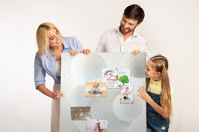 Kork-Pinnwand mit Motiv abstrakte weiße Kugeln im Hintergrund