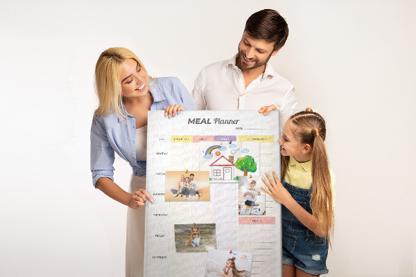 Pinnwand Speiseplaner mit farbigen Abschnitten