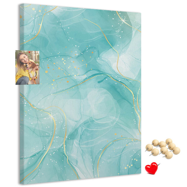 Pinnwand zarte blaue Wellen mit goldenen Akzenten