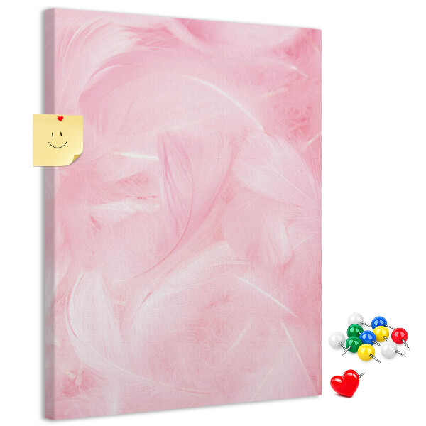 Bedruckte Korkplatte mit Motiv zarte rosa Federn