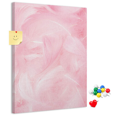 Bedruckte Korkplatte mit Motiv zarte rosa Federn