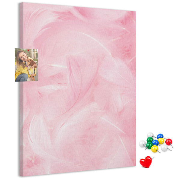Bedruckte Korkplatte mit Motiv zarte rosa Federn