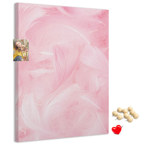 Bedruckte Korkplatte mit Motiv zarte rosa Federn