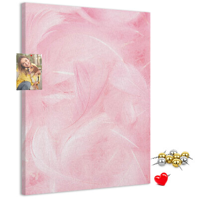 Bedruckte Korkplatte mit Motiv zarte rosa Federn