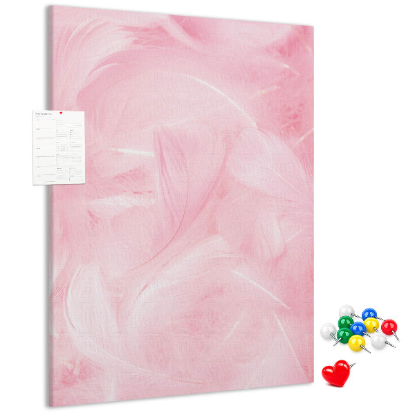 Bedruckte Korkplatte mit Motiv zarte rosa Federn