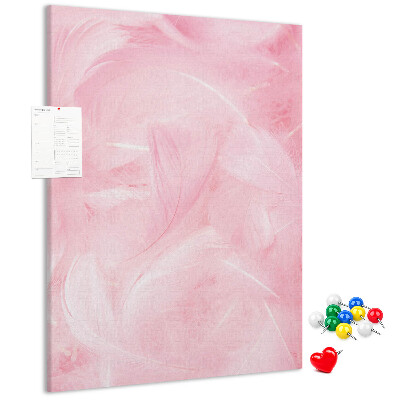 Bedruckte Korkplatte mit Motiv zarte rosa Federn