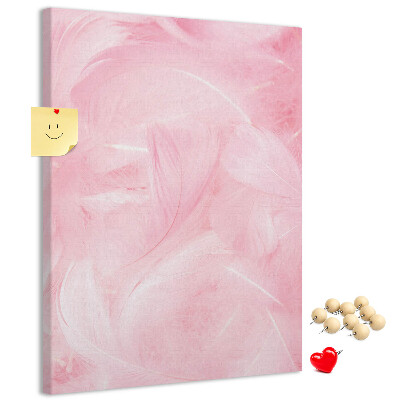 Bedruckte Korkplatte mit Motiv zarte rosa Federn