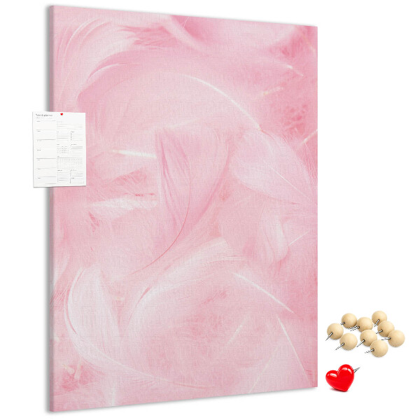 Bedruckte Korkplatte mit Motiv zarte rosa Federn