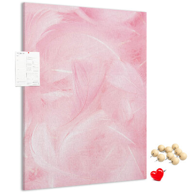 Bedruckte Korkplatte mit Motiv zarte rosa Federn