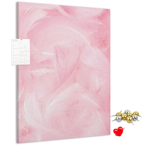 Bedruckte Korkplatte mit Motiv zarte rosa Federn