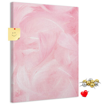 Bedruckte Korkplatte mit Motiv zarte rosa Federn