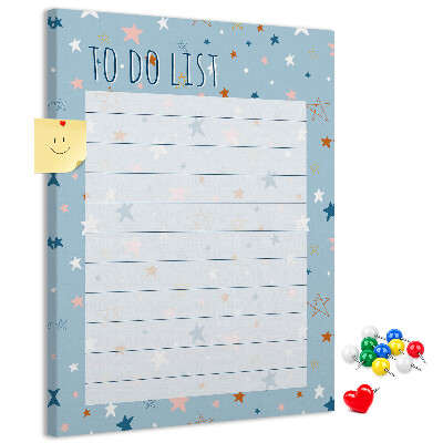 Bedruckte Korkplatte mit Sternenmotiv für To-Do-Listen